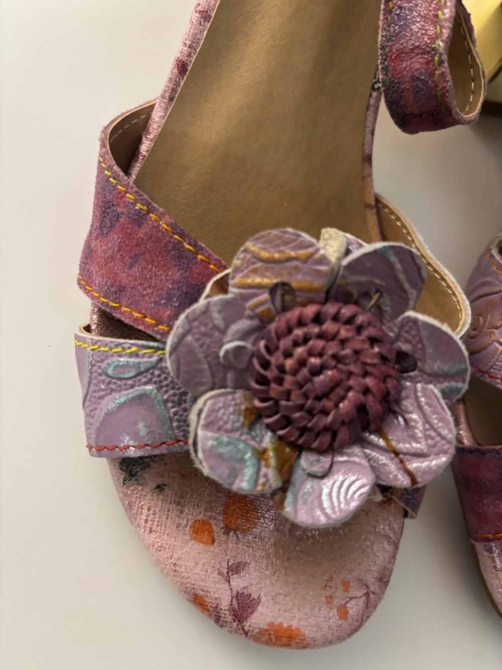 L'Artiste 38(7.5) Floral Embellished Block Heel, Avant-garde, bohemian, fairy - Picture 5 of 12